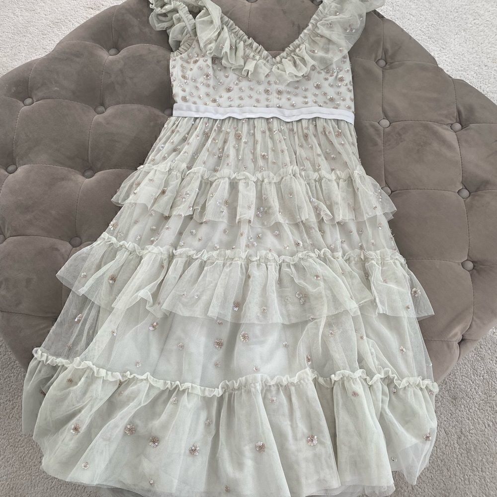 NEEDLE & THREAD
Sunburst Tiered Dress In Bleached Blue - Picture 10 of 11